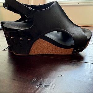Corkys Carley black wedge heel
